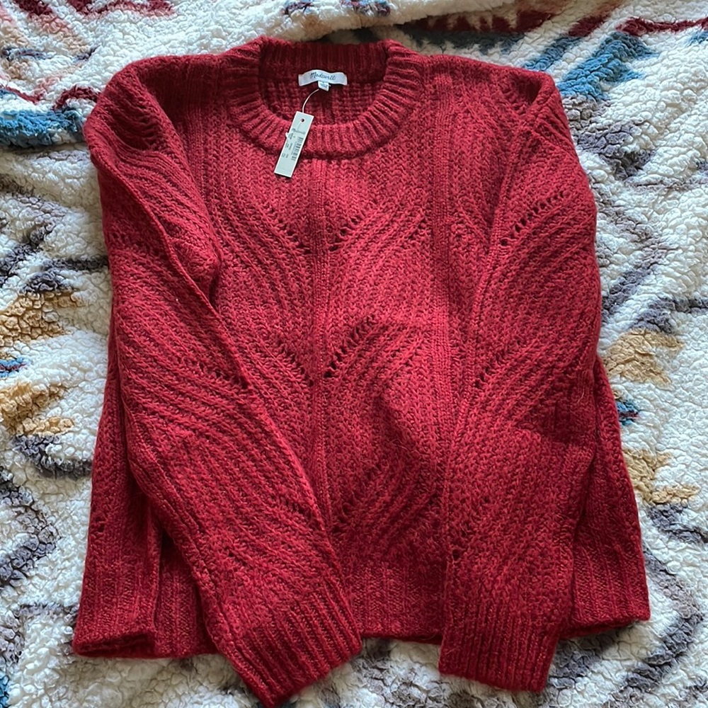 Rich red lightweight Madewell sweater NWT